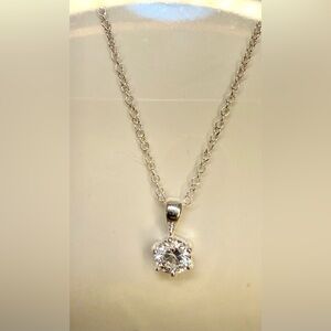 🧚🏻♀️ I Am Sterling Silver 925 Zirconia Solitaire Necklace – 16.5” Pendant